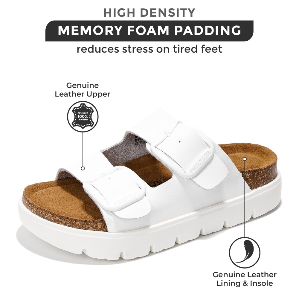 Project Cloud | "Greece Chunky" Genuine Leather Platform Sandals Women | Lightweight | Anti-Slip