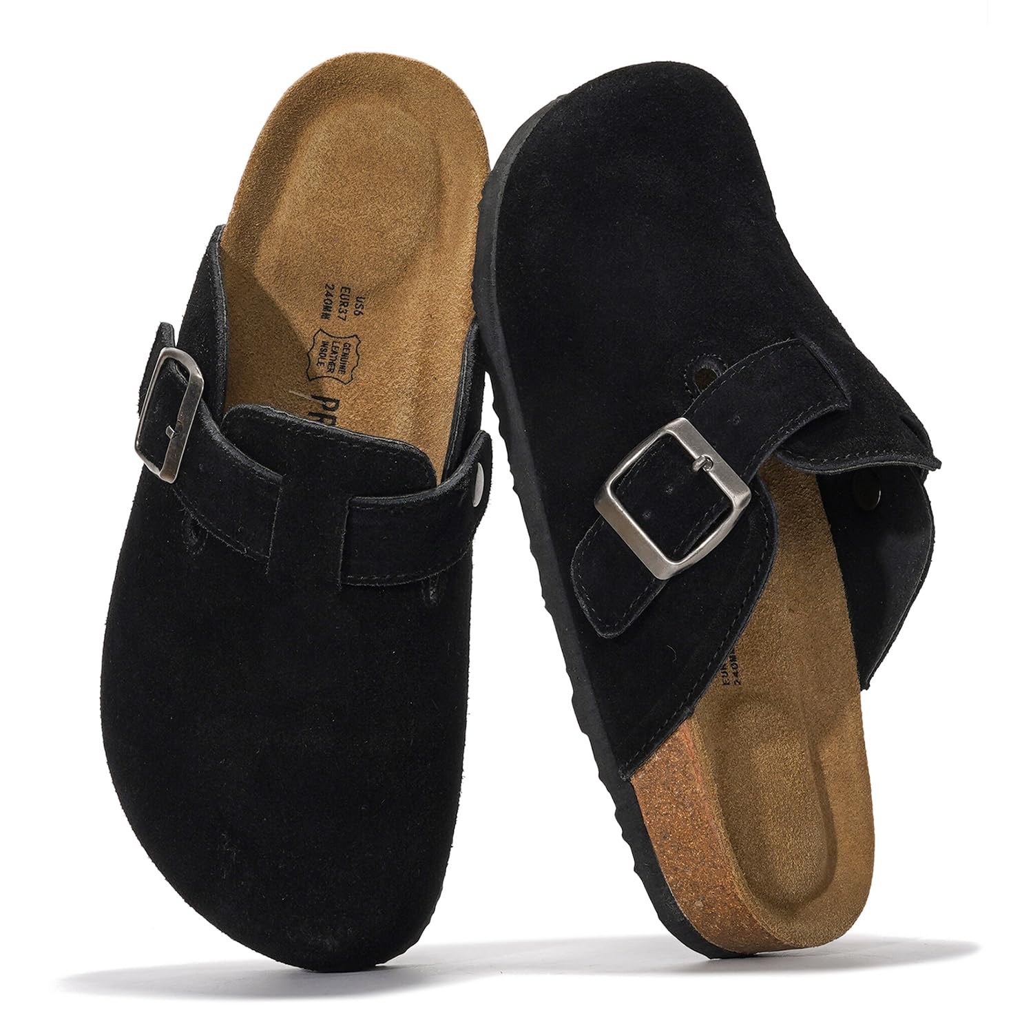 Project Cloud | "Benton Wide" Women’s Footbed Clogs | Genuine Suede | ProjectPlush | Anti-Slip