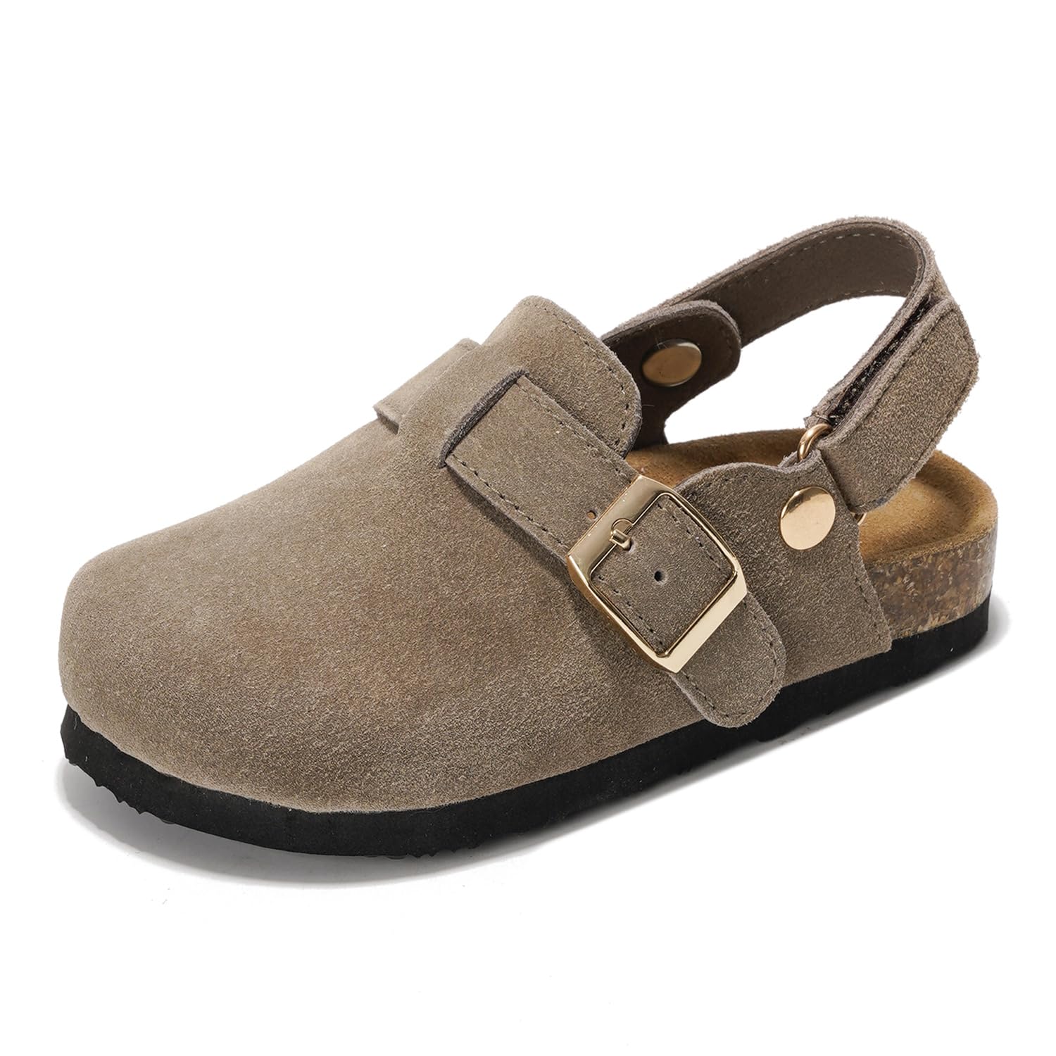 Project Cloud Clogs for kids - Genuine Leather Kids Clogs with Cork Footbed Arch Support - Non-Slip Slippers & Sandals for Boys & Girls (BentonKids)