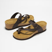 Sandalias de cuña de piel para mujer Bailey: plantilla de ante, corcho, antideslizante 