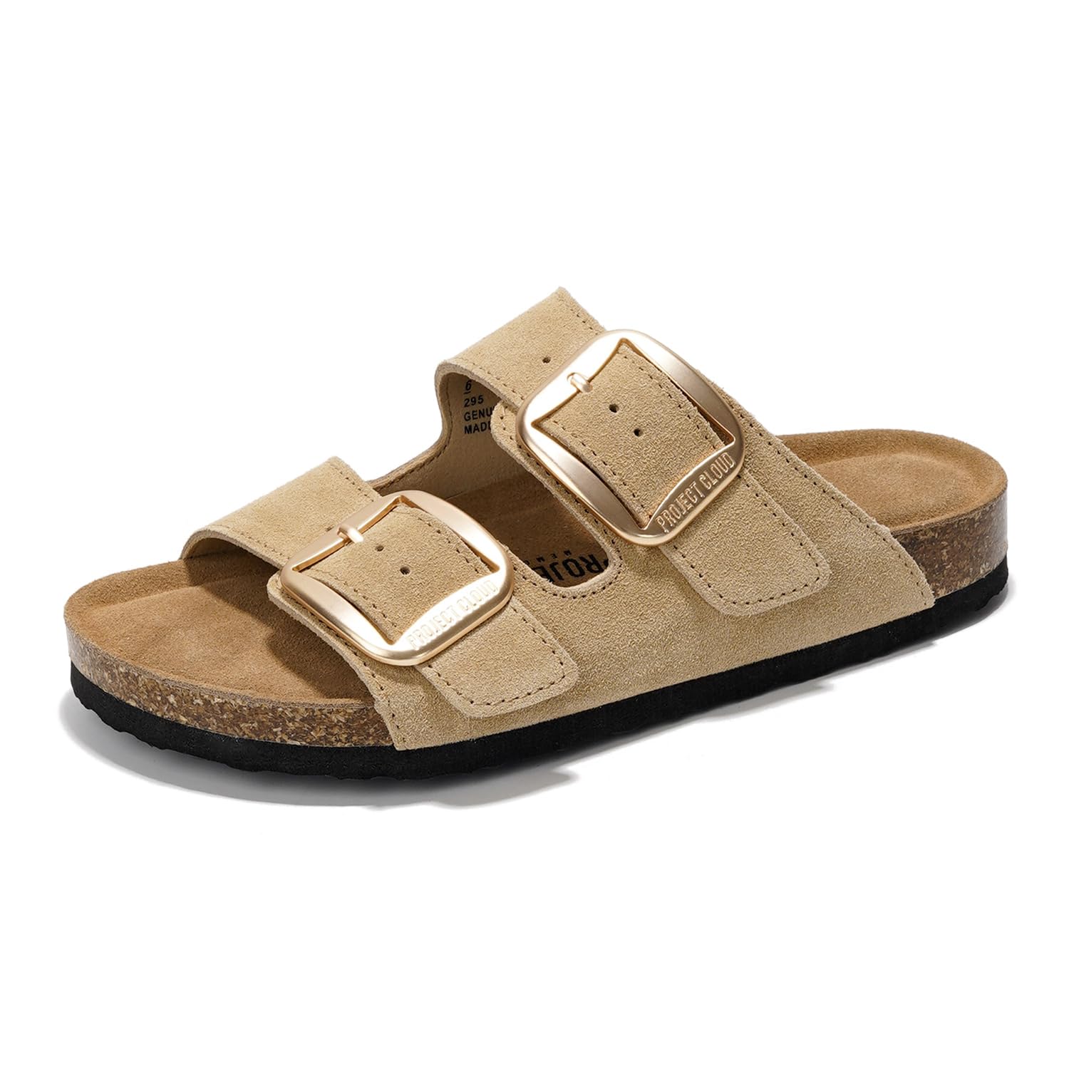 100% Genuine Leather Flat Sandals Comfortable Beach Essentials Womens Sandals - Memory Foam Slides for Women (Santorini)