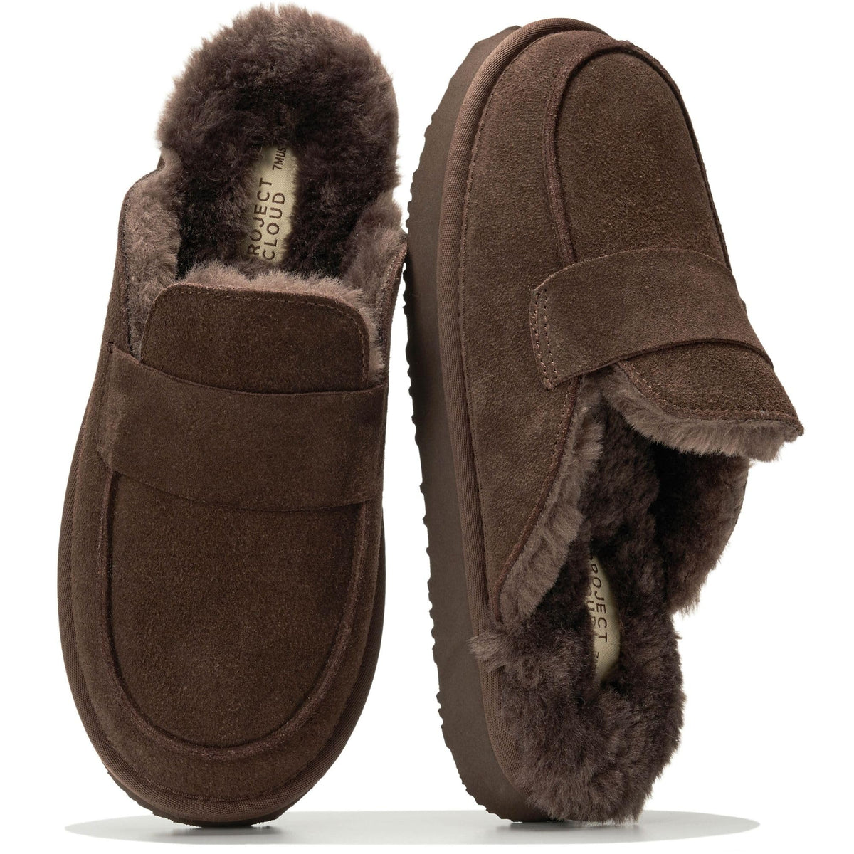 Project Cloud Women's | Genuine Leather Brunch Slippers Fuzzy Clogs | Memory Foam Insole | Lightweight | Non-Slip - Fable