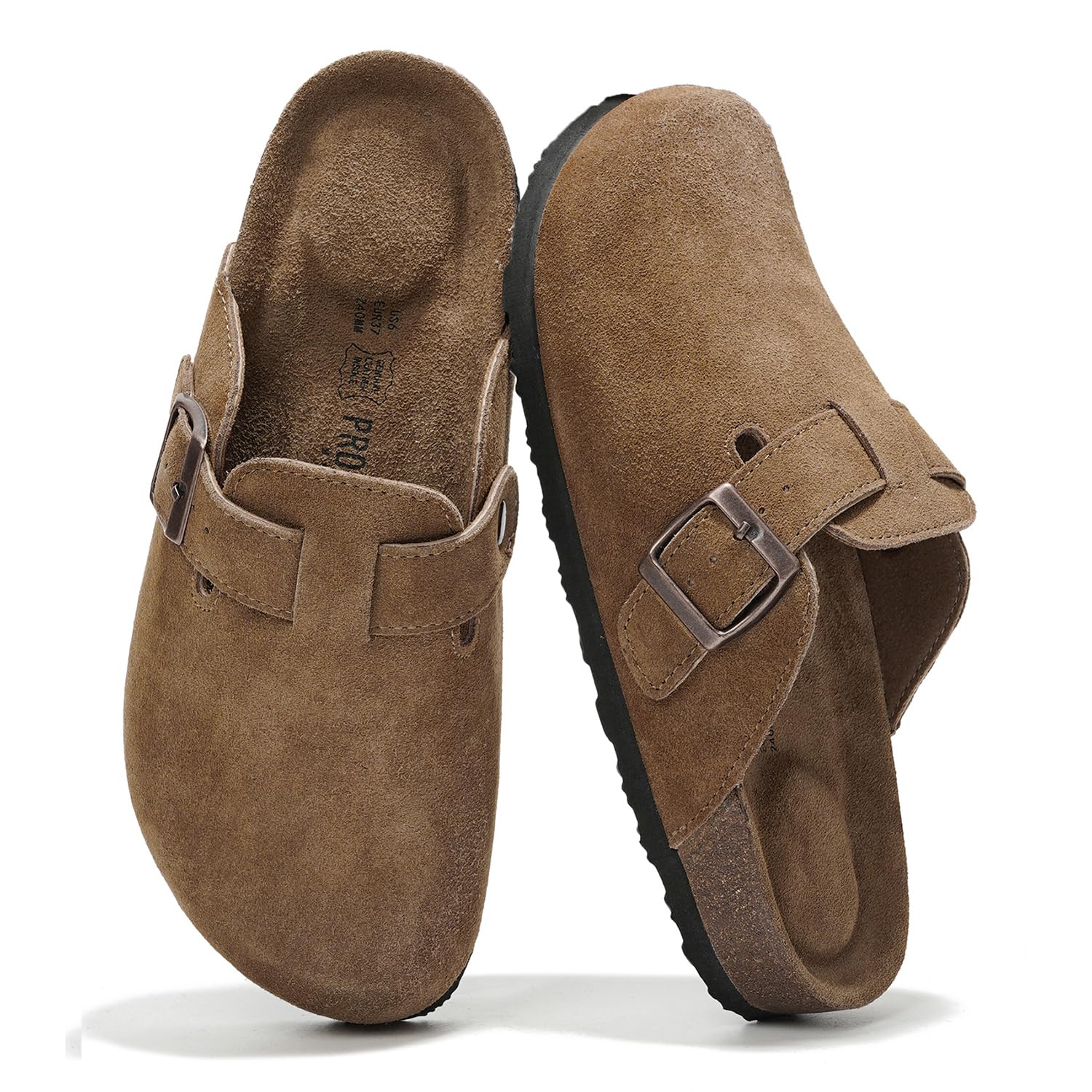 Project Cloud | "Benton Wide" Women’s Footbed Clogs | Genuine Suede | ProjectPlush | Anti-Slip