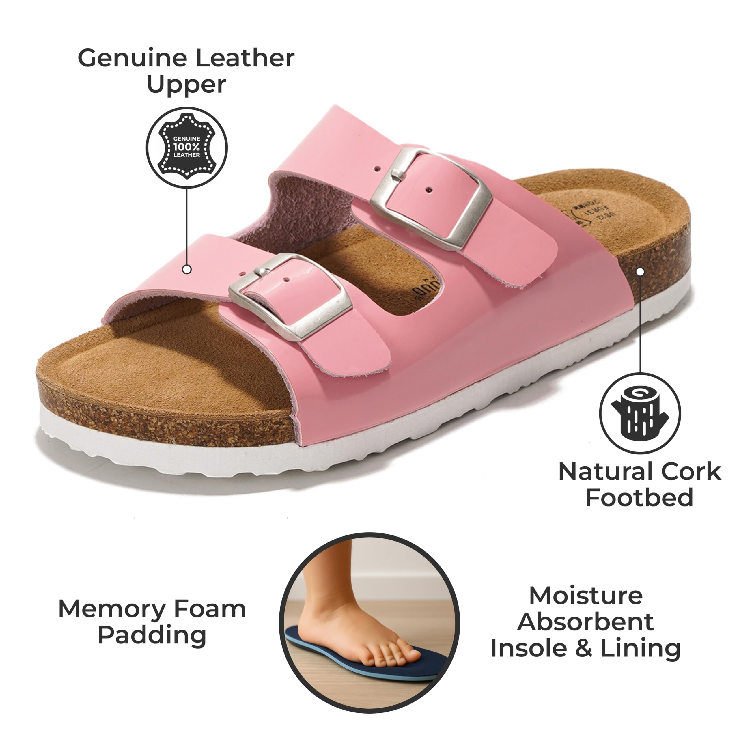 Project Cloud | "Little Venita" Slides for Kids| Genuine Leather | Water Resistant | ProjectPlush | Anti-Slip | Lightweight