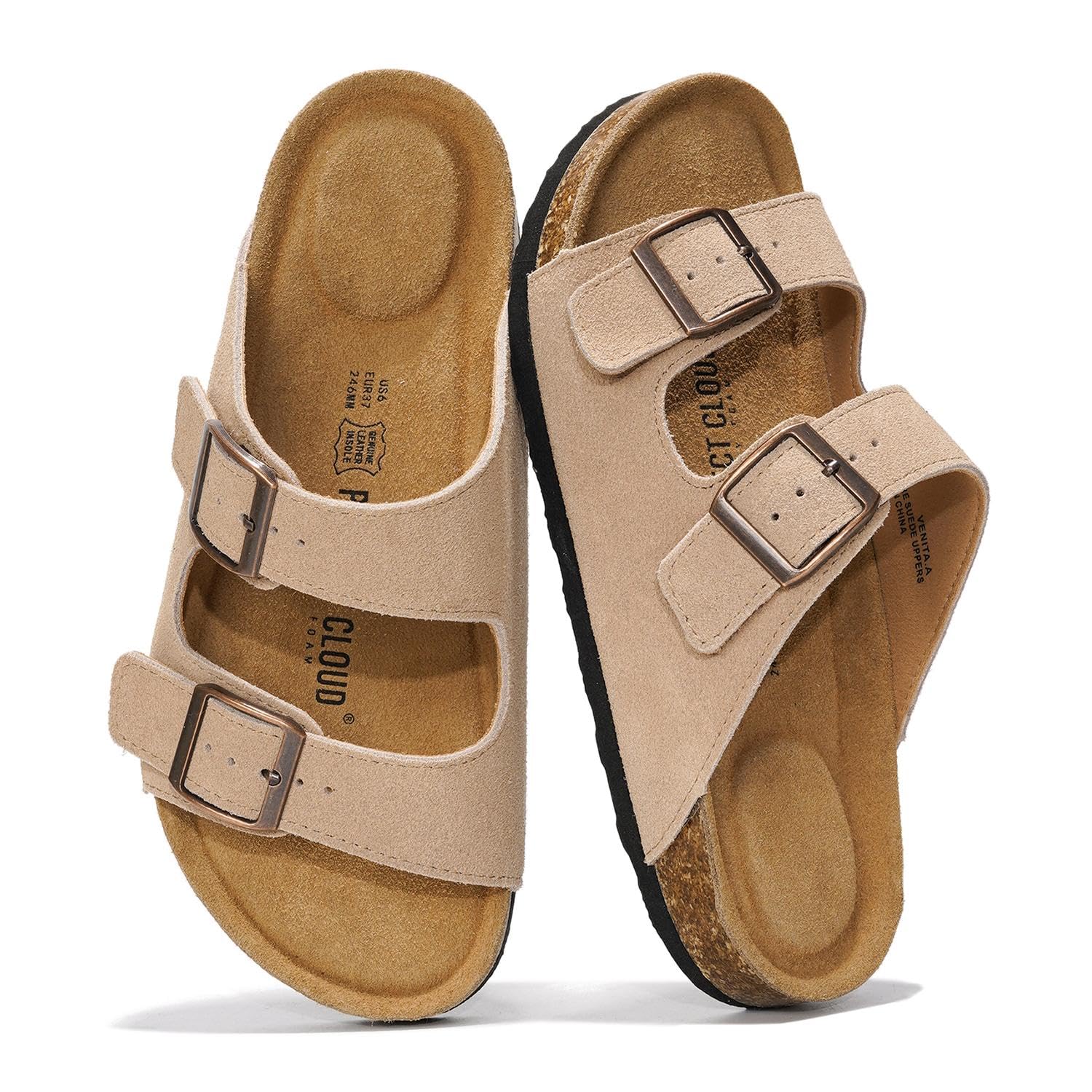 Project Cloud | "Venita" 100% Genuine Leather Sandal- ProjectPlush™ Memory Foam Technology