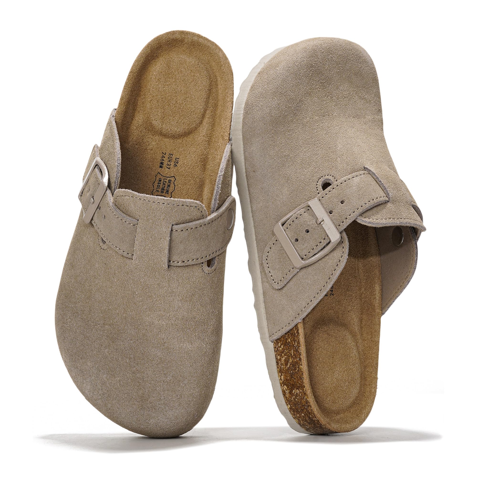 Project Cloud | "Benton Wide" Women’s Footbed Clogs | Genuine Suede | ProjectPlush | Anti-Slip