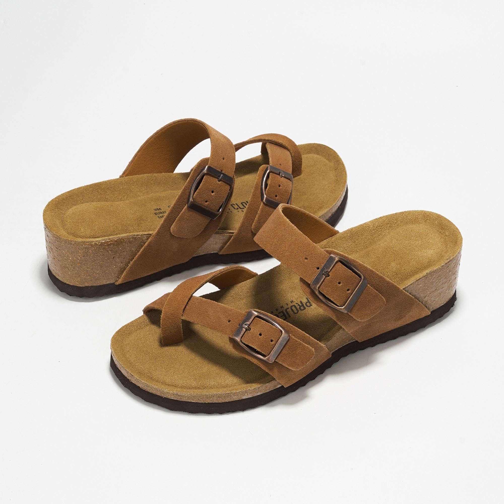 Buckhead - Women's Wedge Sandals: Leather Comfort & Style - Chestnut,10
