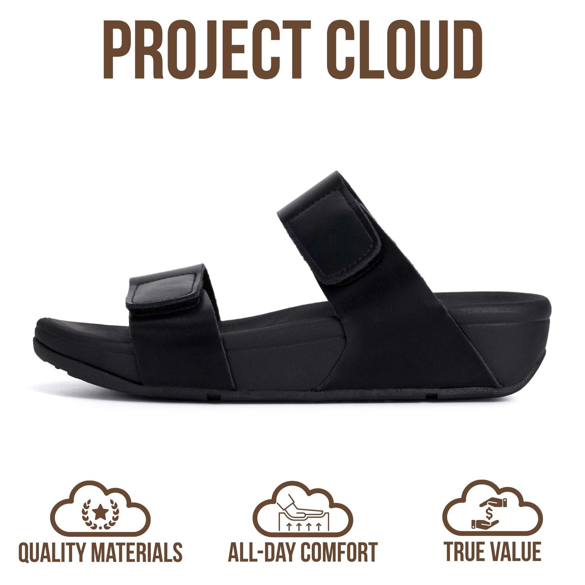 Project Cloud Women's | Genuine Leather Platform Sandals | Adjustable Double Strap | Lightweight | Non-Slip - Adee - Project Cloud - Sandals -Shop Project Cloud premium footwear Now!