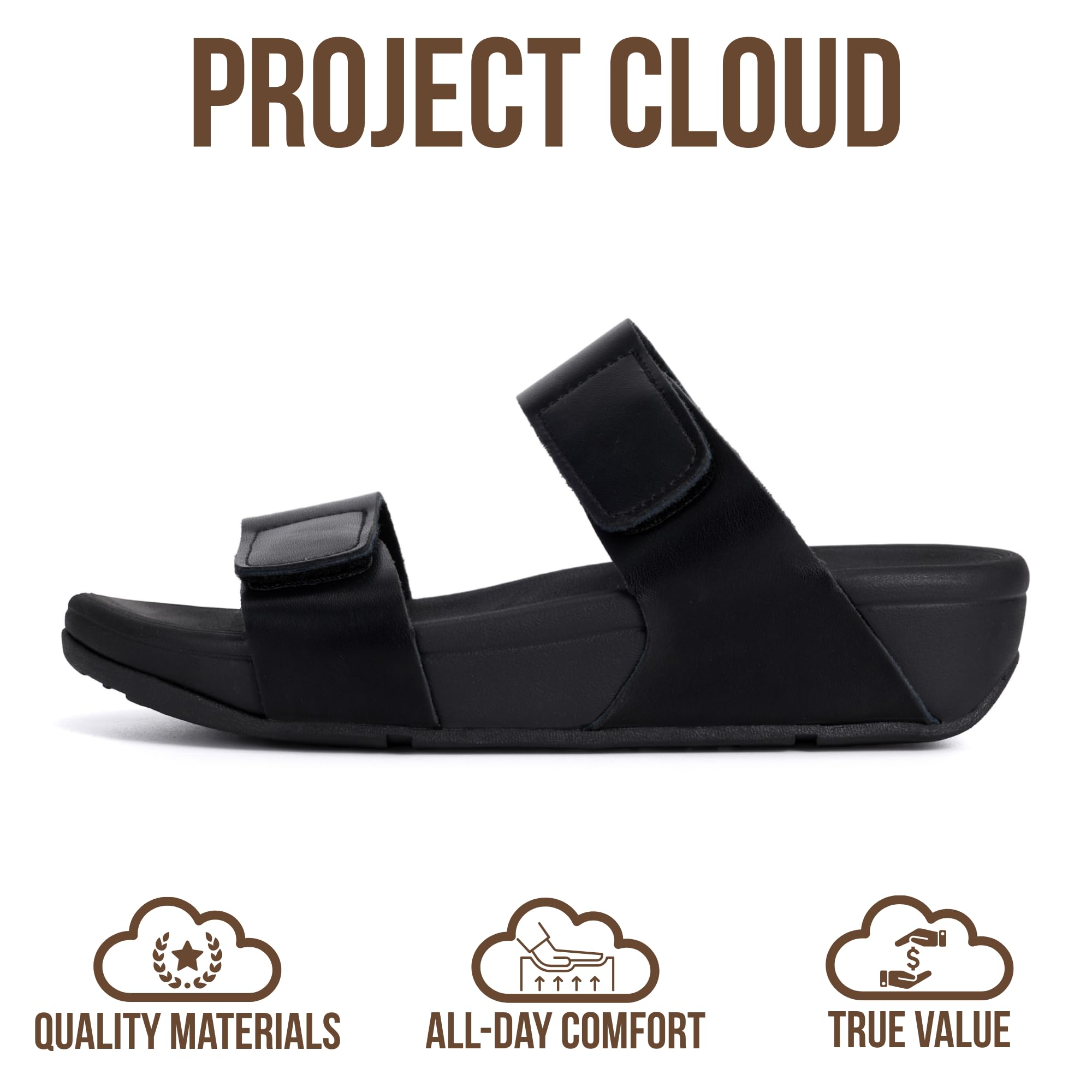 Project Cloud Women's | Genuine Leather Platform Sandals | Adjustable Double Strap | Lightweight | Non-Slip - Adee - Project Cloud - Sandals -Shop Project Cloud premium footwear Now!