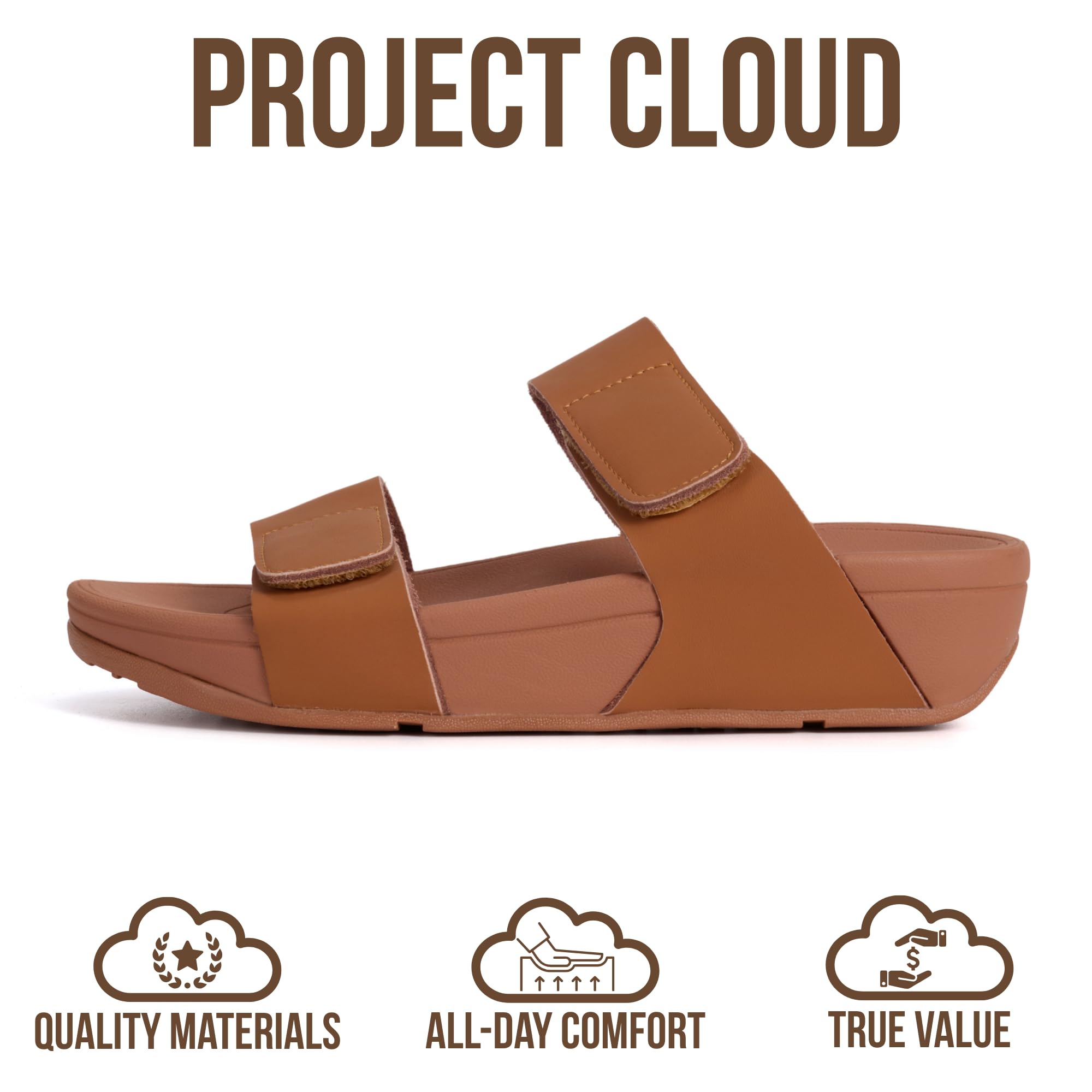 Project Cloud Women's | Genuine Leather Platform Sandals | Adjustable Double Strap | Lightweight | Non-Slip - Adee - Project Cloud - Sandals -Shop Project Cloud premium footwear Now!