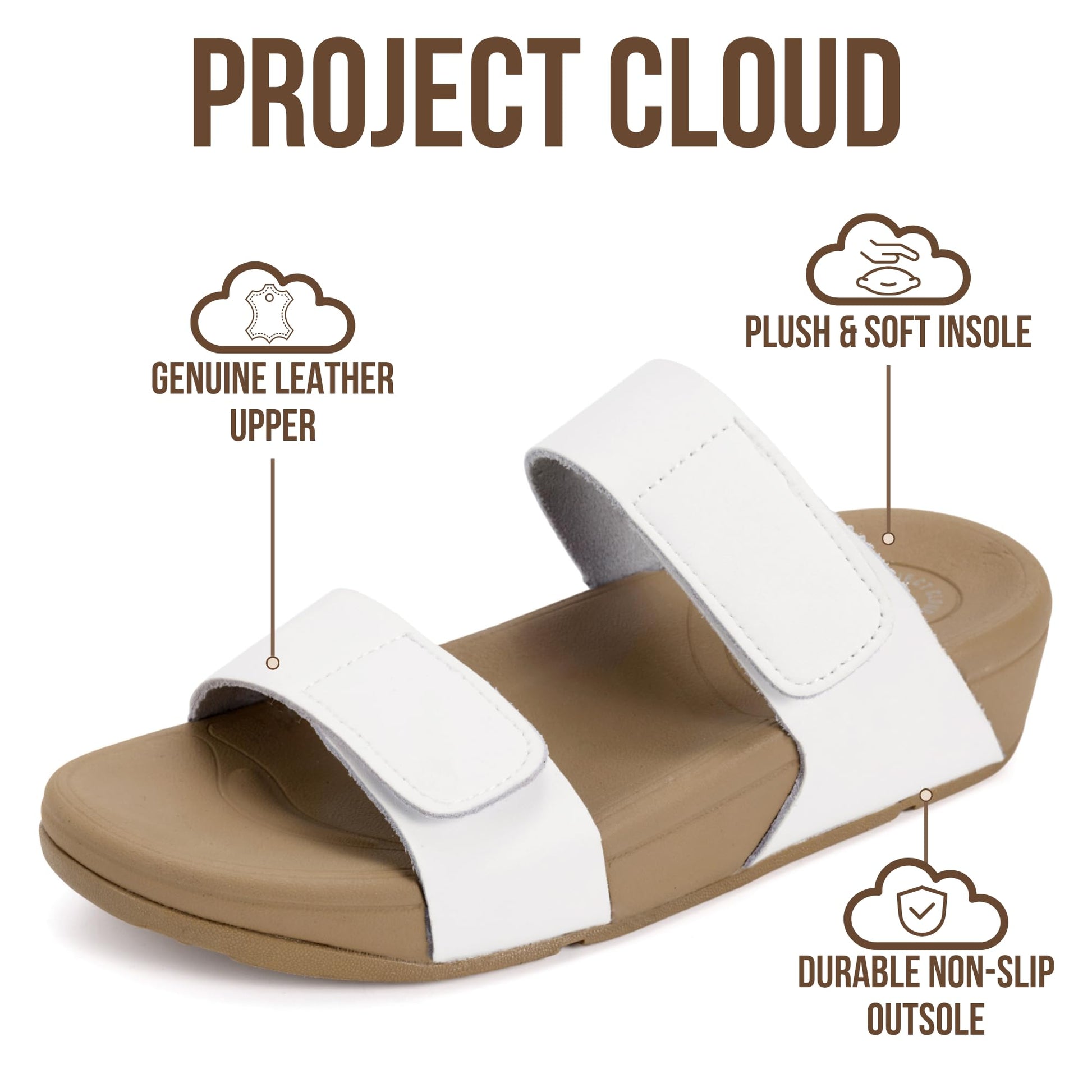 Project Cloud Women's | Genuine Leather Platform Sandals | Adjustable Double Strap | Lightweight | Non-Slip - Adee - Project Cloud - Sandals -Shop Project Cloud premium footwear Now!