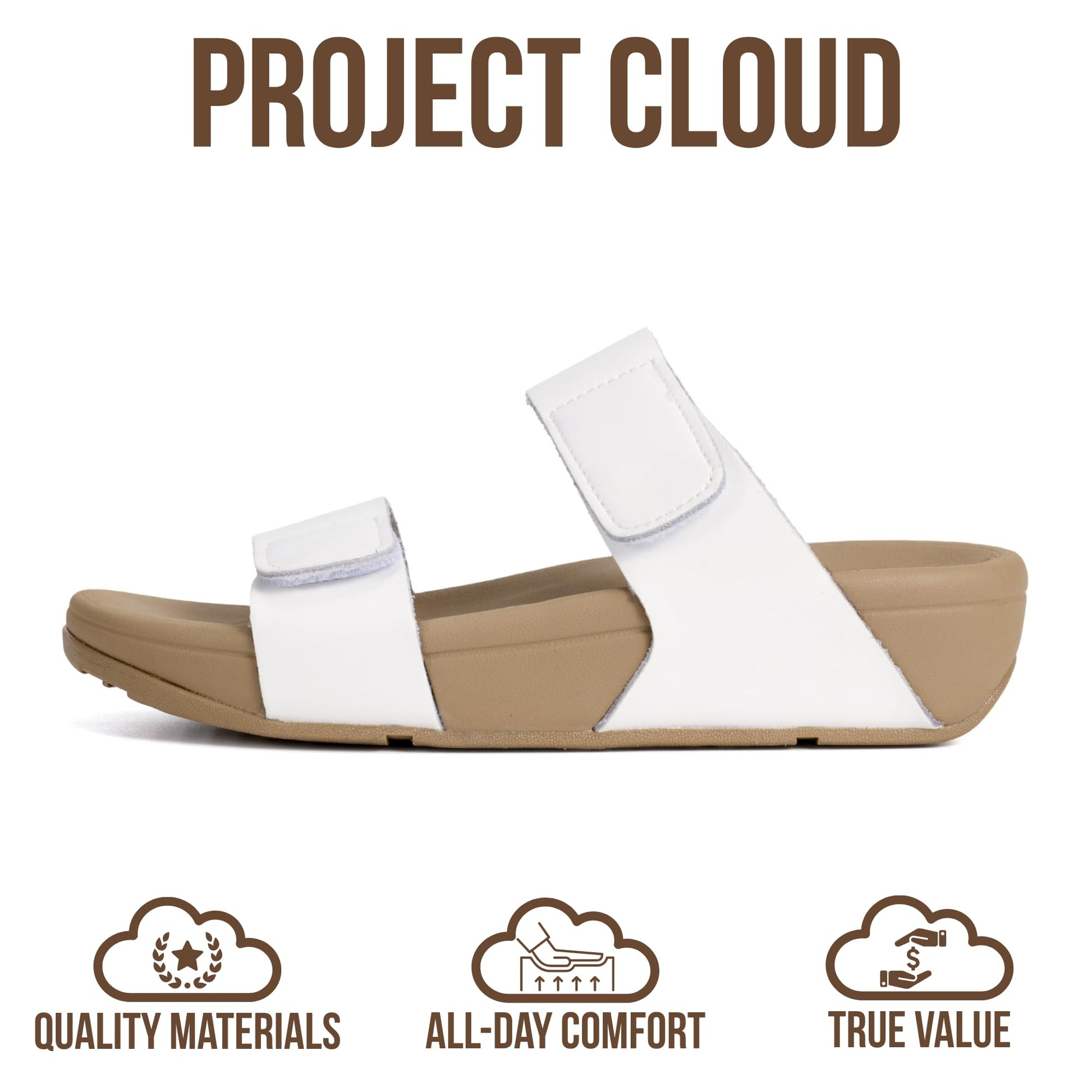 Project Cloud Women's | Genuine Leather Platform Sandals | Adjustable Double Strap | Lightweight | Non-Slip - Adee - Project Cloud - Sandals -Shop Project Cloud premium footwear Now!