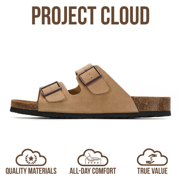 Project Cloud Men's | 100% Genuine Leather Sandals | Memory Foam | Lightweight | Non-Slip - Heritage - Project Cloud - Sandals -Shop Project Cloud premium footwear Now!