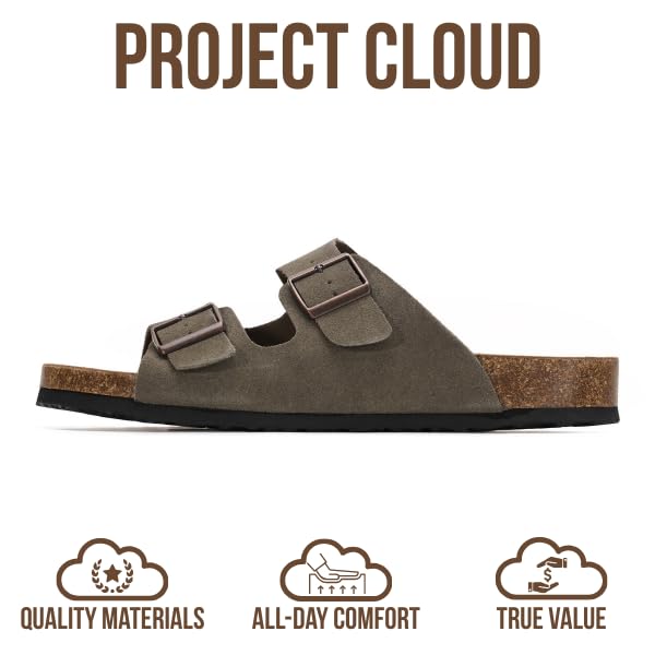 Project Cloud Men's | 100% Genuine Leather Sandals | Memory Foam | Lightweight | Non-Slip - Heritage - Project Cloud - Sandals -Shop Project Cloud premium footwear Now!