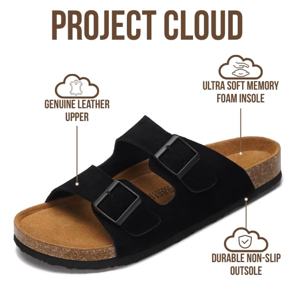 Project Cloud Men's | 100% Genuine Leather Sandals | Memory Foam | Lightweight | Non-Slip - Heritage - Project Cloud - Sandals -Shop Project Cloud premium footwear Now!