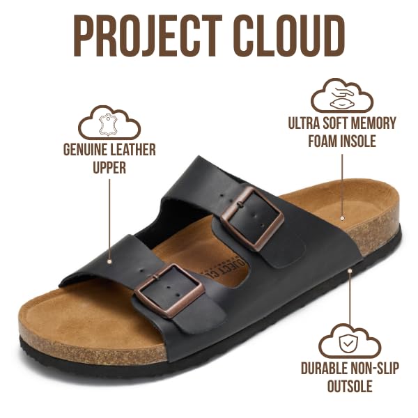 Project Cloud Men's | 100% Genuine Leather Sandals | Memory Foam | Lightweight | Non-Slip - Heritage - Project Cloud - Sandals -Shop Project Cloud premium footwear Now!