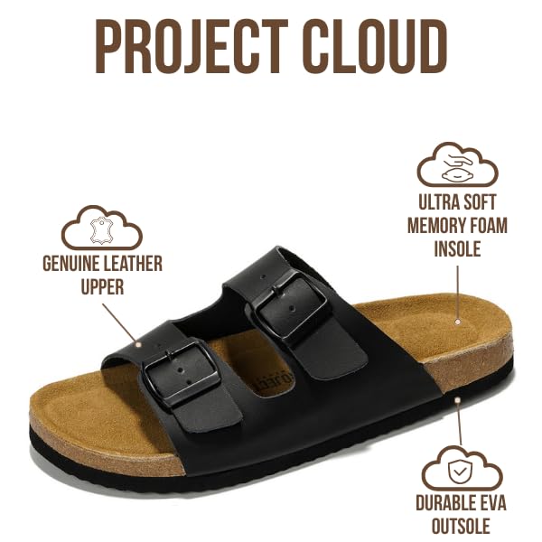 Project Cloud Men's | 100% Genuine Leather Sandals | Memory Foam | Lightweight | Non-Slip - Heritage - Project Cloud - Sandals -Shop Project Cloud premium footwear Now!