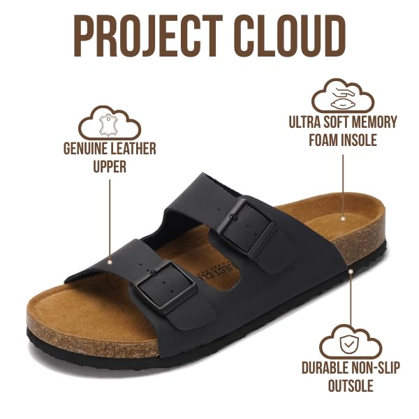 Project Cloud Men's | 100% Genuine Leather Sandals | Memory Foam | Lightweight | Non-Slip - Heritage - Project Cloud - Sandals -Shop Project Cloud premium footwear Now!