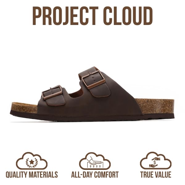 Project Cloud Men's | 100% Genuine Leather Sandals | Memory Foam | Lightweight | Non-Slip - Heritage - Project Cloud - Sandals -Shop Project Cloud premium footwear Now!