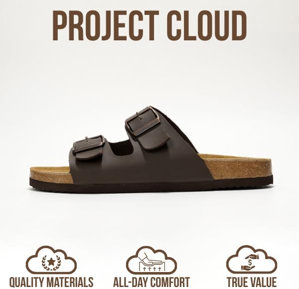 Project Cloud Men's | 100% Genuine Leather Sandals | Memory Foam | Lightweight | Non-Slip - Arizona Mens