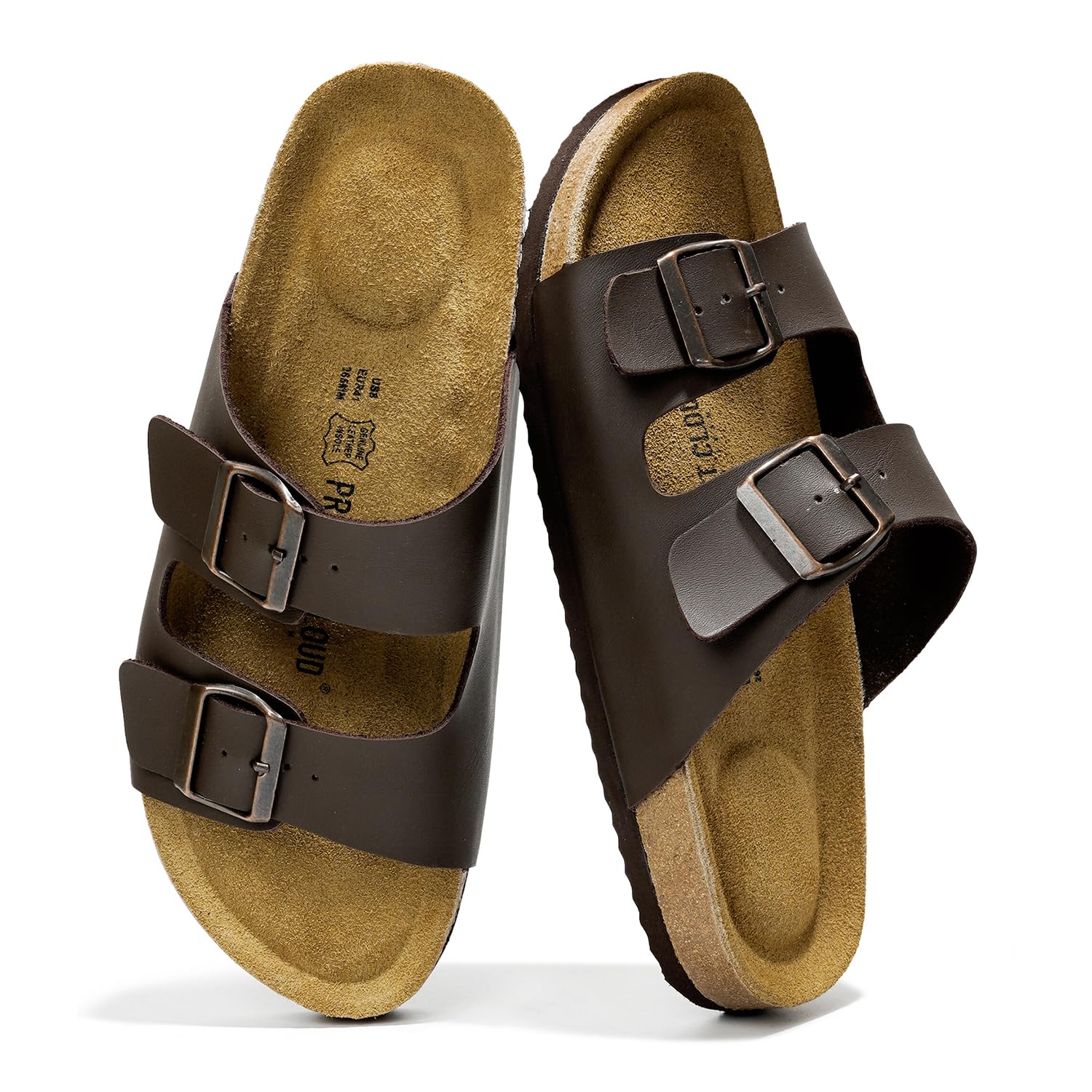 Project Cloud Arizona Men's Brown Leather Sandals with Cork Footbed
