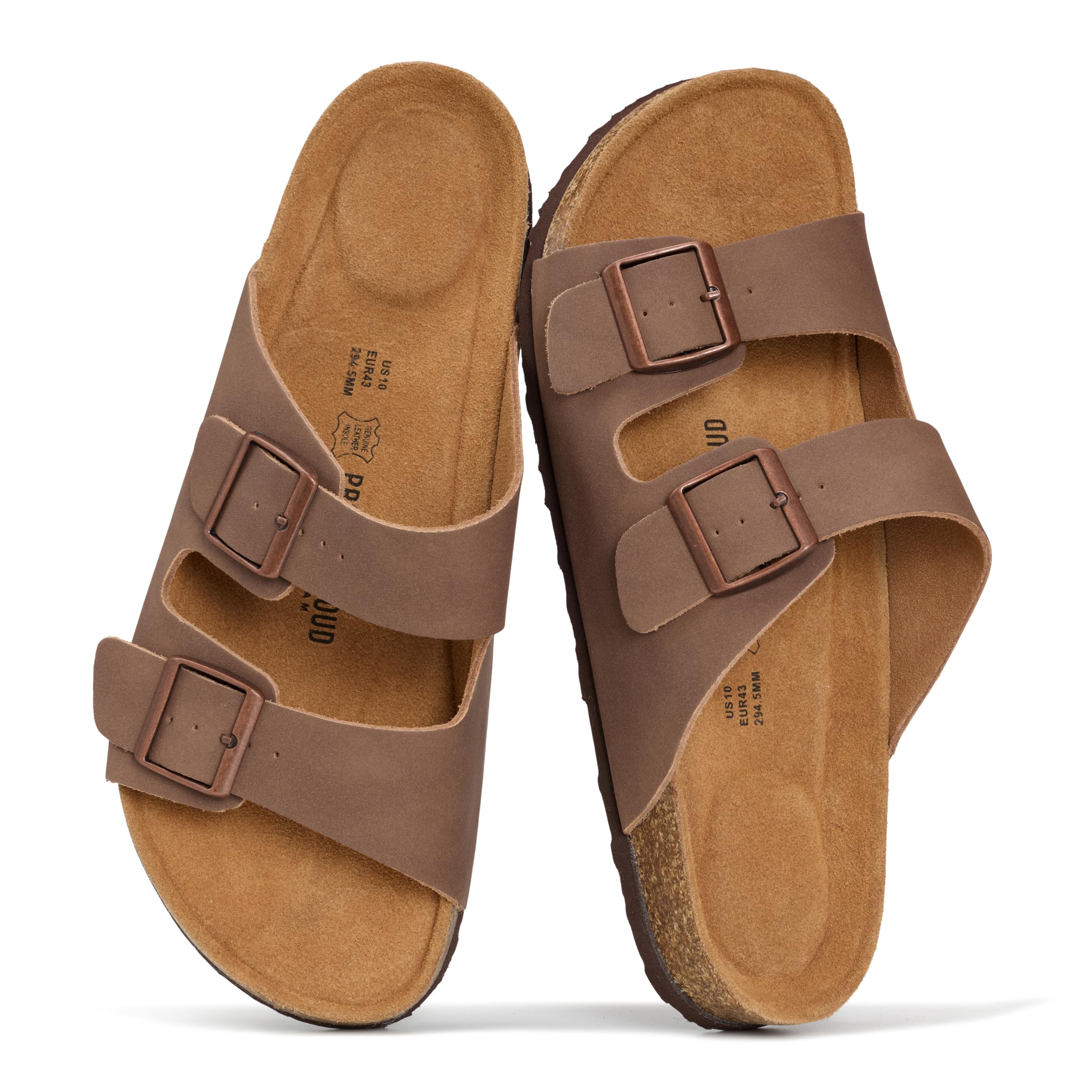 Project Cloud Arizona Men's Brown Leather Sandals with Cork Footbed
