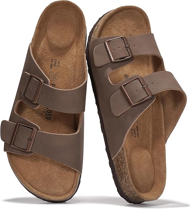 Project Cloud Arizona Men's Brown Leather Sandals with Cork Footbed