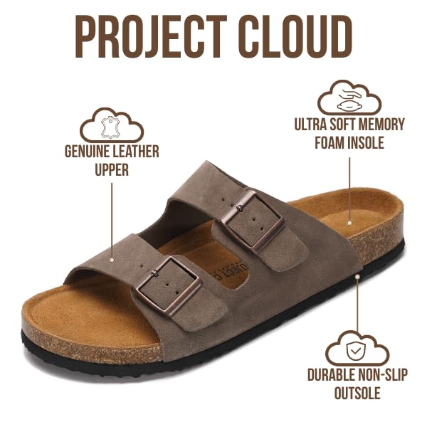 Project Cloud Men's | 100% Genuine Leather Sandals | Memory Foam | Lightweight | Non-Slip - Heritage - Project Cloud - Sandals -Shop Project Cloud premium footwear Now!