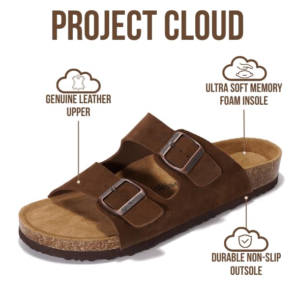 Project Cloud Men's | 100% Genuine Leather Sandals | Memory Foam | Lightweight | Non-Slip - Heritage - Project Cloud - Sandals -Shop Project Cloud premium footwear Now!