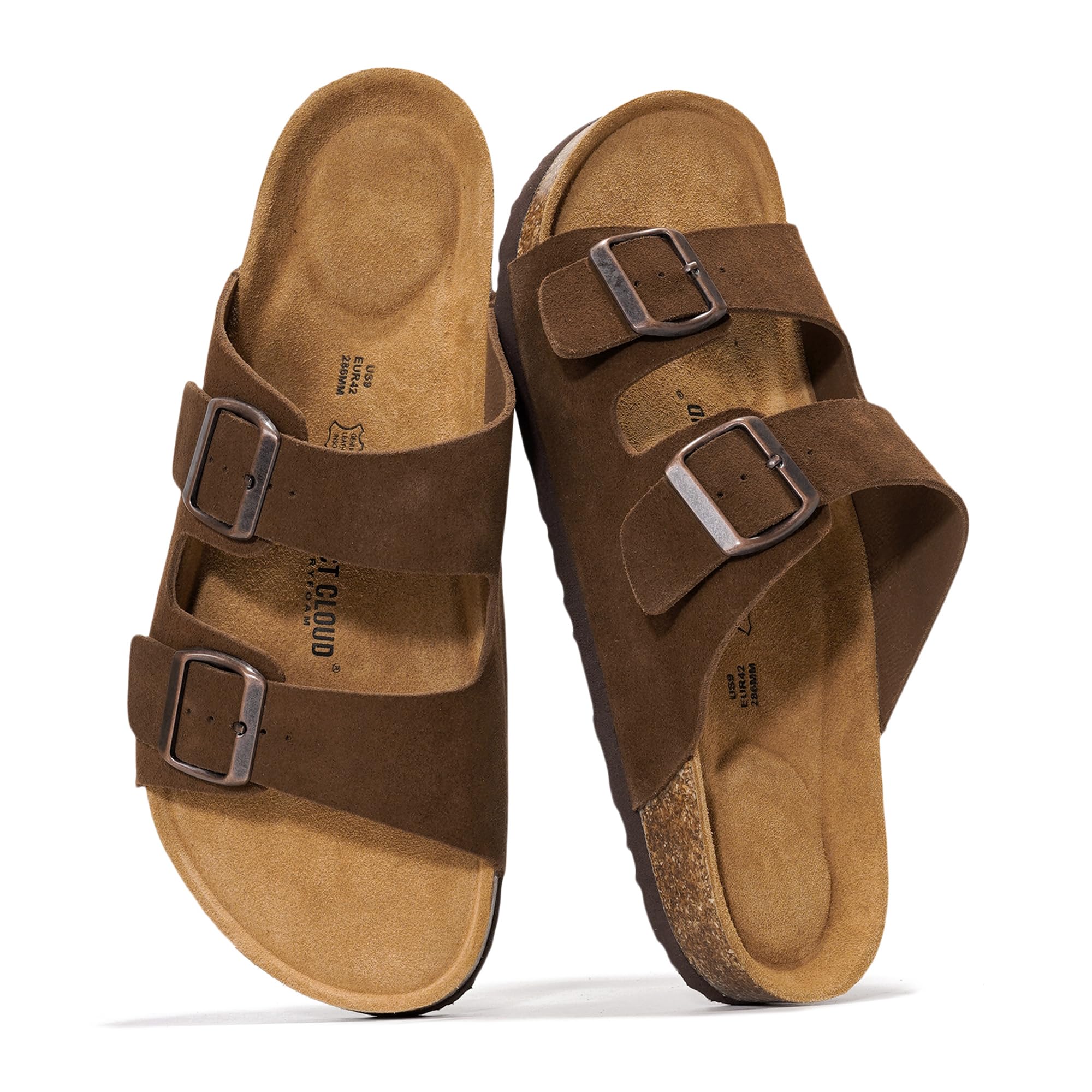 Arizona | Men's Leather Sandals | Cork Footbed & Memory Foam