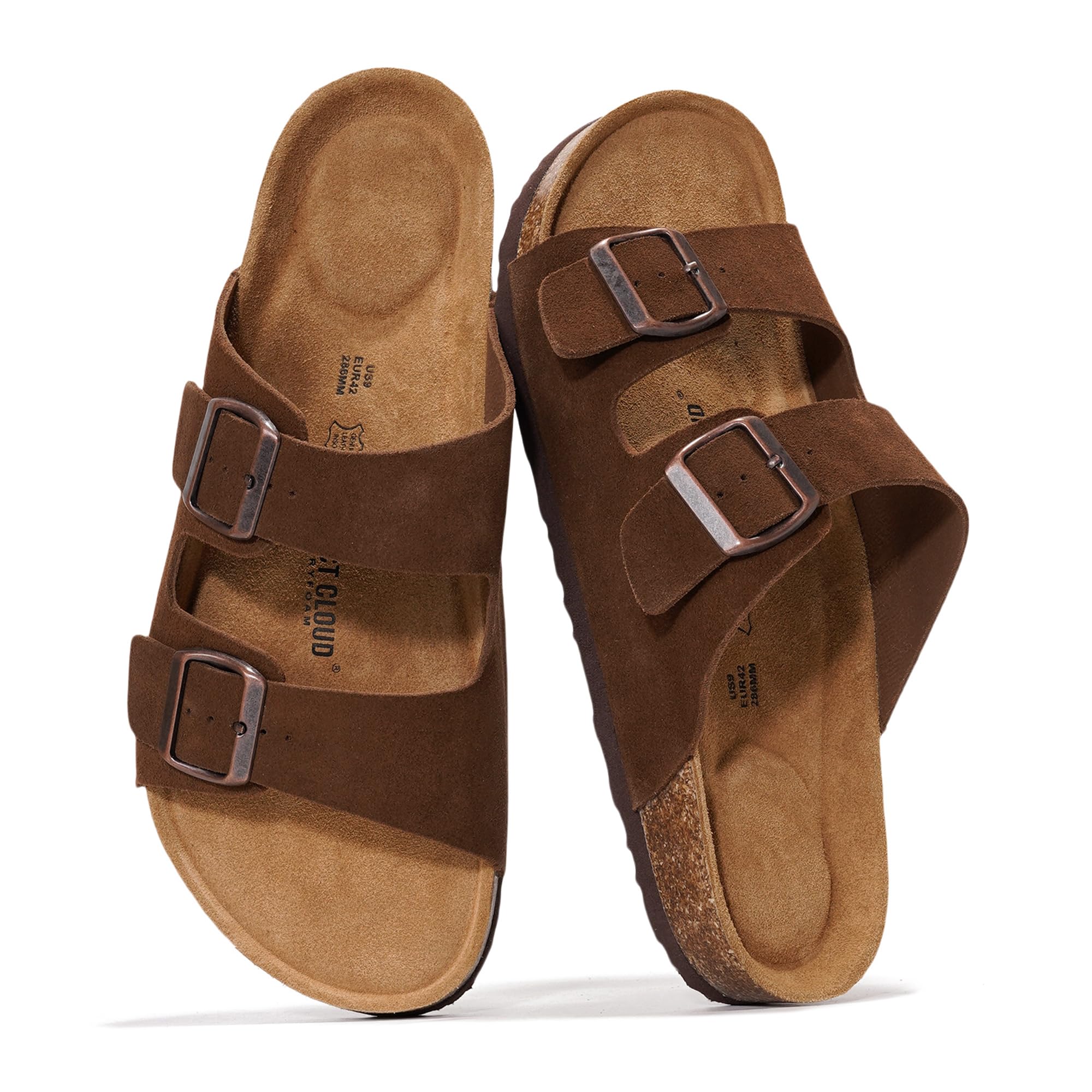 Project Cloud Men's | 100% Genuine Leather Sandals | Memory Foam | Lightweight | Non-Slip - Arizona Mens