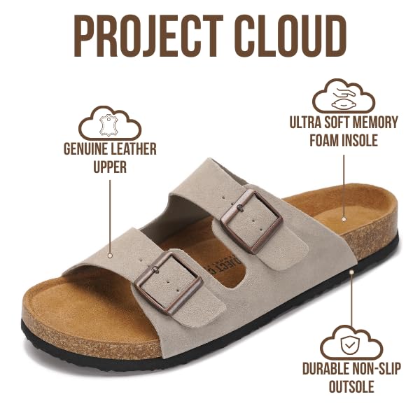 Project Cloud Men's | 100% Genuine Leather Sandals | Memory Foam | Lightweight | Non-Slip - Heritage - Project Cloud - Sandals -Shop Project Cloud premium footwear Now!