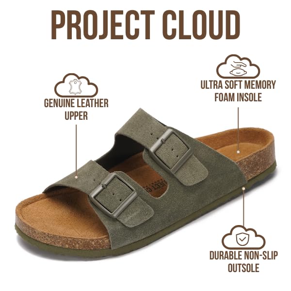Project Cloud Men's | 100% Genuine Leather Sandals | Memory Foam | Lightweight | Non-Slip - Heritage - Project Cloud - Sandals -Shop Project Cloud premium footwear Now!