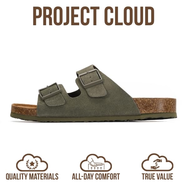 Project Cloud Men's | 100% Genuine Leather Sandals | Memory Foam | Lightweight | Non-Slip - Heritage - Project Cloud - Sandals -Shop Project Cloud premium footwear Now!