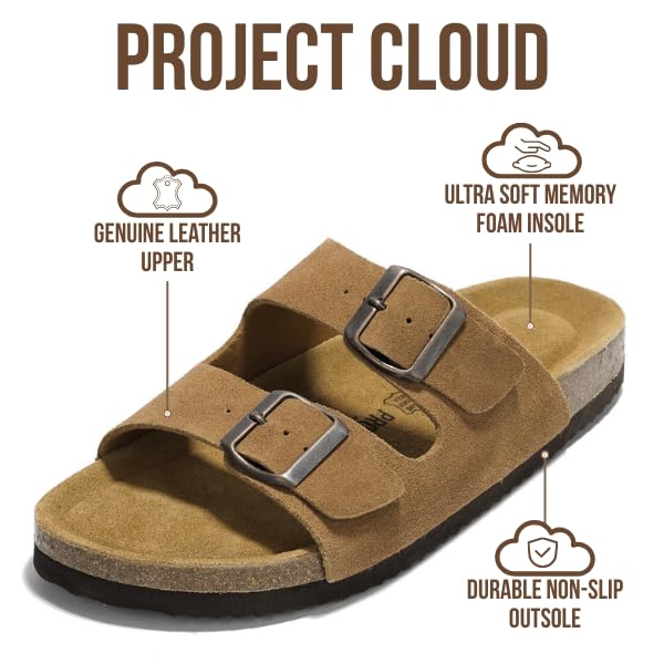 Project Cloud Men's | 100% Genuine Leather Sandals | Memory Foam | Lightweight | Non-Slip - Heritage - Project Cloud - Sandals -Shop Project Cloud premium footwear Now!