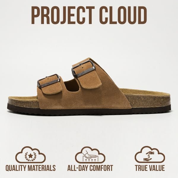 Project Cloud Men's | 100% Genuine Leather Sandals | Memory Foam | Lightweight | Non-Slip - Arizona Mens