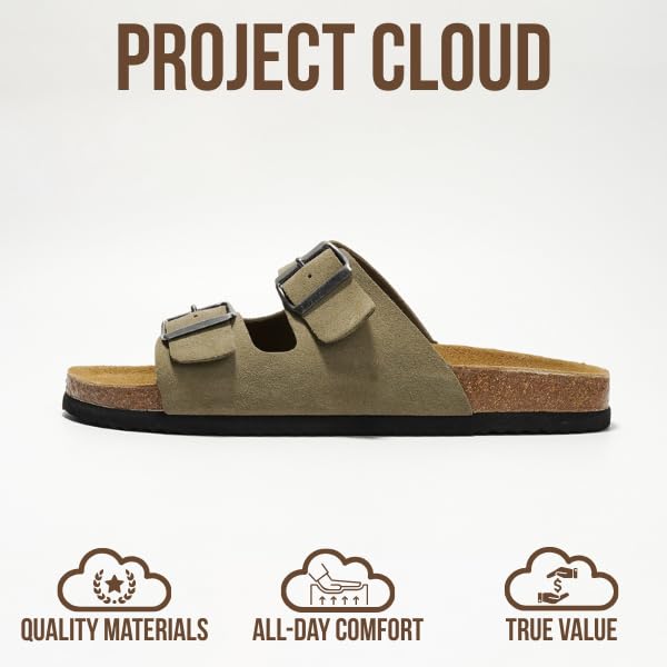 Project Cloud Men's | 100% Genuine Leather Sandals | Memory Foam | Lightweight | Non-Slip - Heritage - Project Cloud - Sandals -Shop Project Cloud premium footwear Now!
