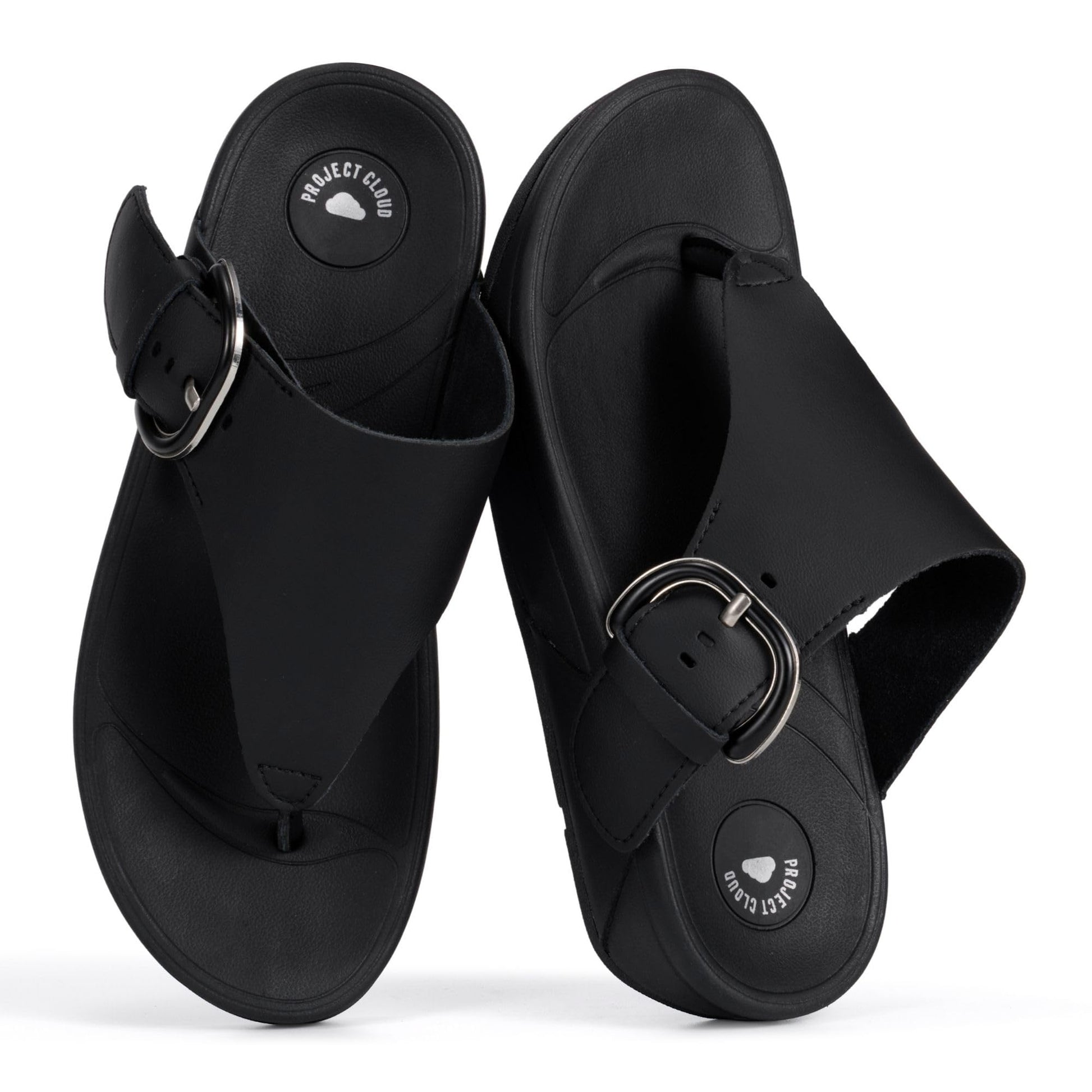 Project Cloud Women's | Leather Thong Sandals | Adjustable Buckle | Plush and Soft Insole | Lightweight | Non-Slip - Arlee Buckle - Project Cloud - Sandals -Shop Project Cloud premium footwear Now!