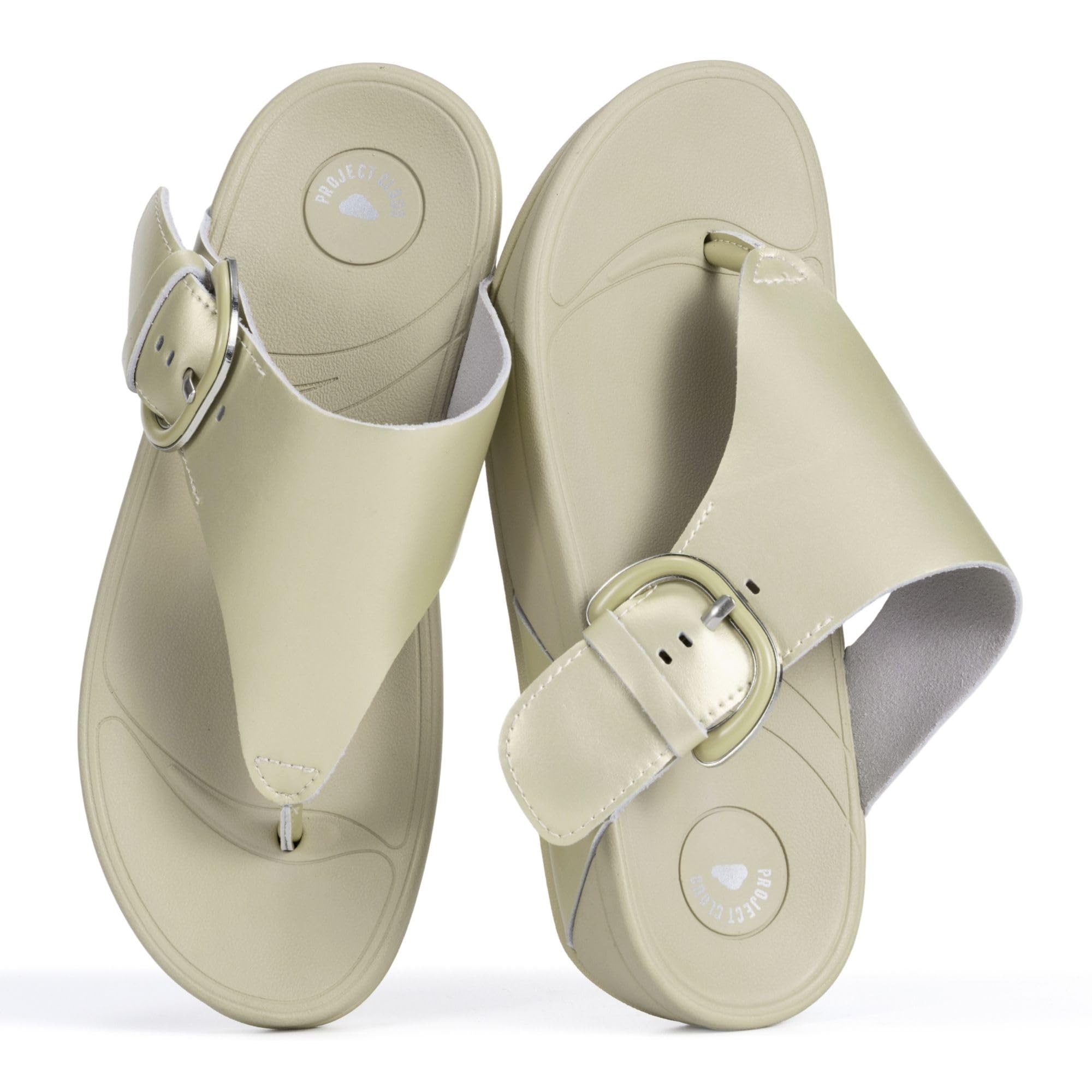 Project Cloud Women's | Leather Thong Sandals | Adjustable Buckle | Plush and Soft Insole | Lightweight | Non-Slip - Arlee Buckle - Project Cloud - Sandals -Shop Project Cloud premium footwear Now!