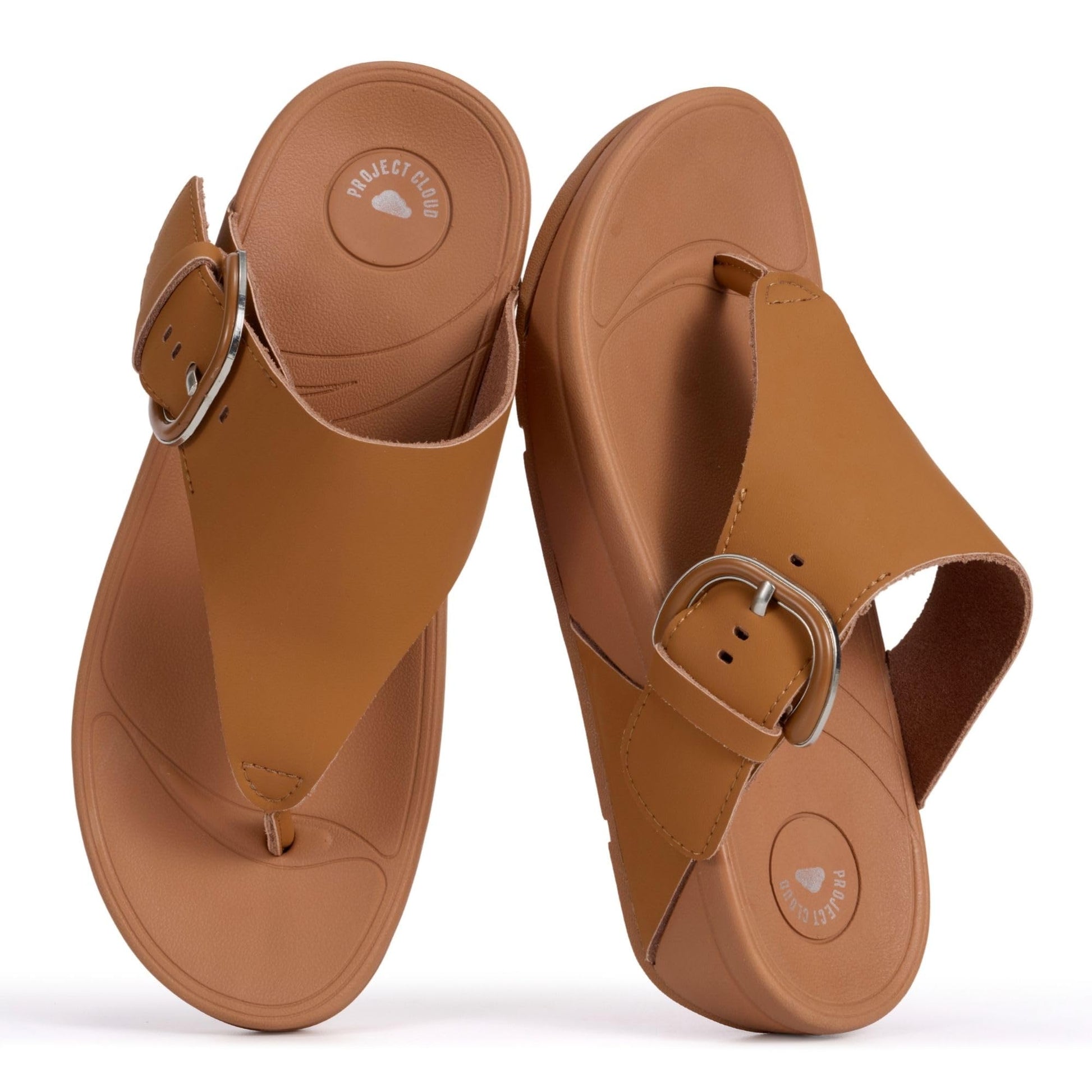 Project Cloud Women's | Leather Thong Sandals | Adjustable Buckle | Plush and Soft Insole | Lightweight | Non-Slip - Arlee Buckle - Project Cloud - Sandals -Shop Project Cloud premium footwear Now!