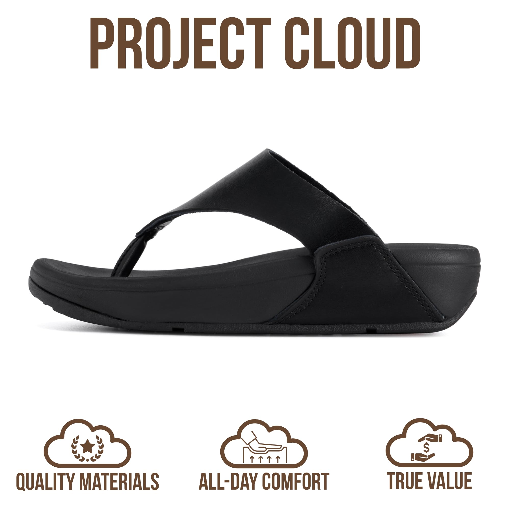 Project Cloud Women's | Genuine Leather Thong Flip Flops | Plush and Soft Insole | Lightweight | Non-Slip - Arlo - Project Cloud - Sandals -Shop Project Cloud premium footwear Now!