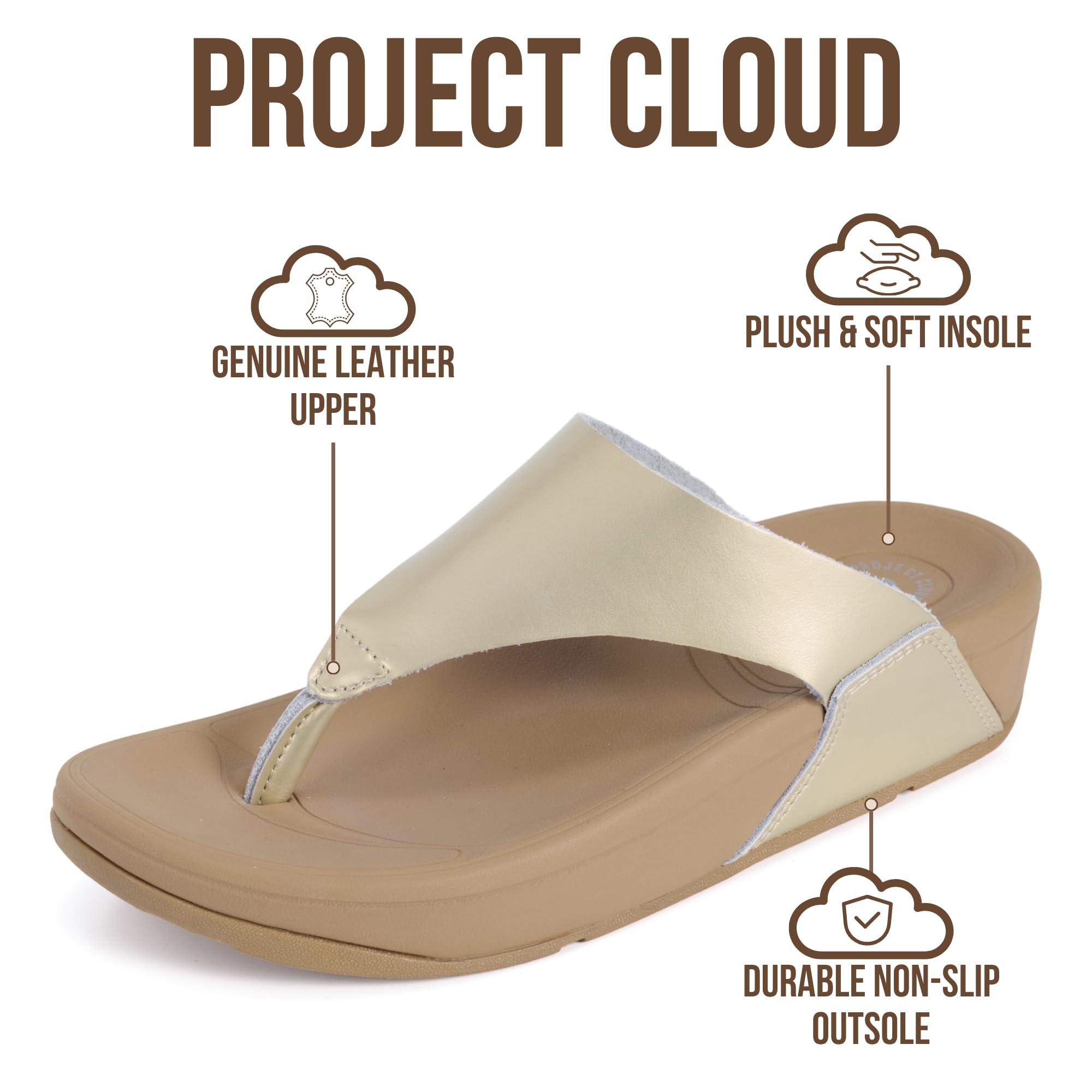 Project Cloud Women's | Genuine Leather Thong Flip Flops | Plush and Soft Insole | Lightweight | Non-Slip - Arlo - Project Cloud - Sandals -Shop Project Cloud premium footwear Now!