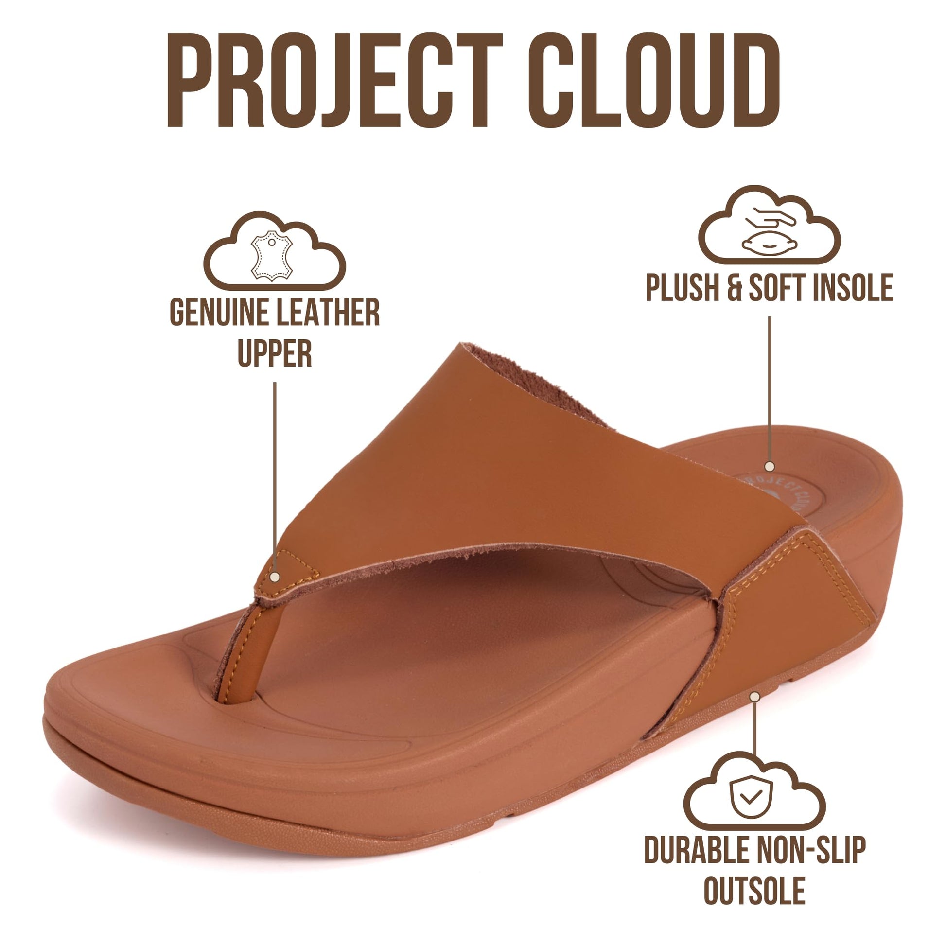 Project Cloud Women's | Genuine Leather Thong Flip Flops | Plush and Soft Insole | Lightweight | Non-Slip - Arlo - Project Cloud - Sandals -Shop Project Cloud premium footwear Now!