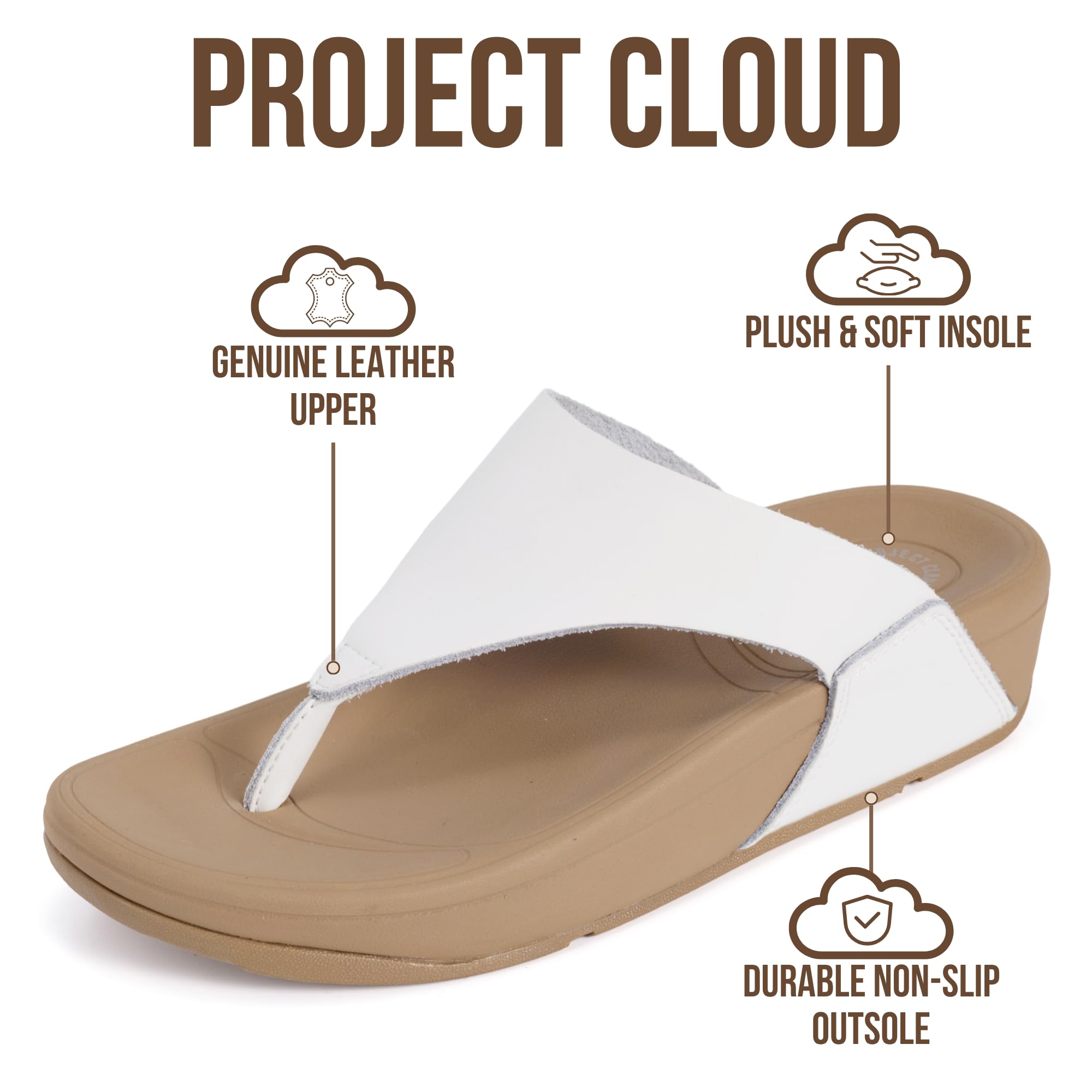 Project Cloud Women's | Genuine Leather Thong Flip Flops | Plush and Soft Insole | Lightweight | Non-Slip - Arlo - Project Cloud - Sandals -Shop Project Cloud premium footwear Now!