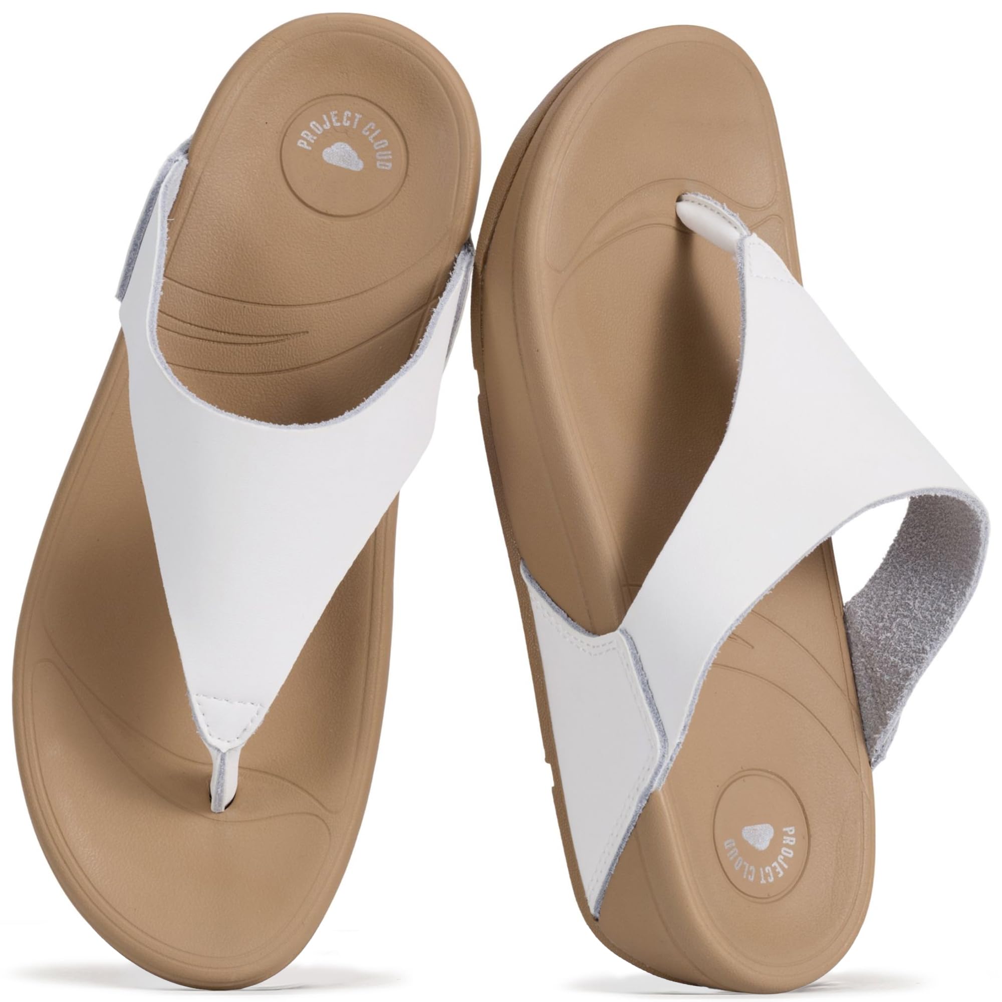 Project Cloud Women's | Genuine Leather Thong Flip Flops | Plush and Soft Insole | Lightweight | Non-Slip - Arlo - Project Cloud - Sandals -Shop Project Cloud premium footwear Now!