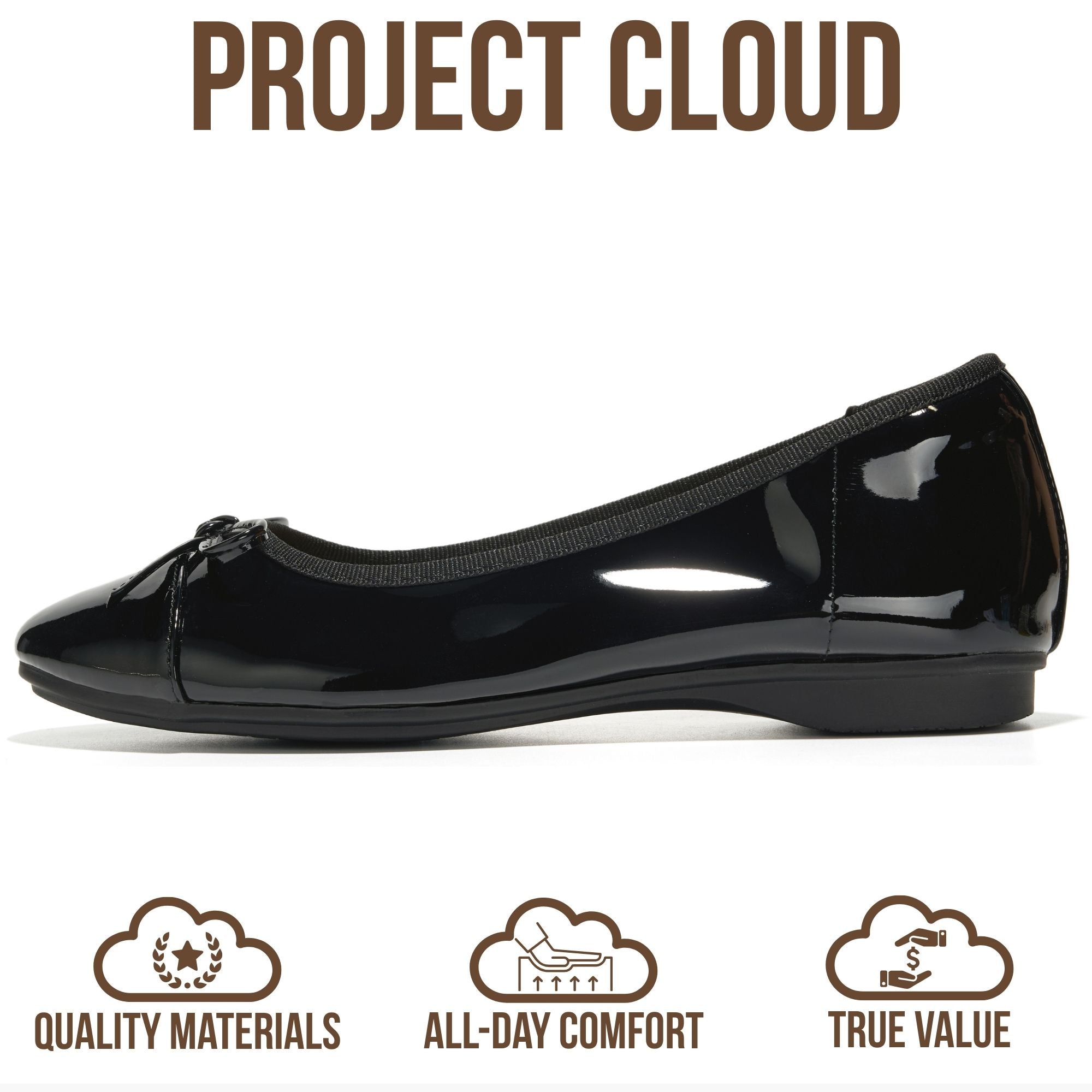 Project Cloud Women's | Genuine Leather Insole Womens Ballet Flats | Memory Foam | Lightweight | Non-Slip - Ashley