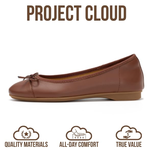 Project Cloud Women's | 100% Genuine Leather Womens Ballet Flats | Memory Foam | Lightweight | Non-Slip - Ashley - Project Cloud - Sandals -Shop Project Cloud premium footwear Now!