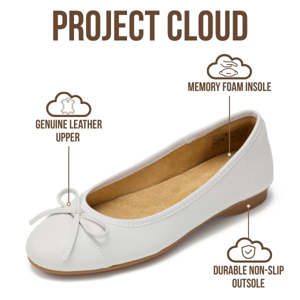 Project Cloud Women's | 100% Genuine Leather Womens Ballet Flats | Memory Foam | Lightweight | Non-Slip - Ashley - Project Cloud - Sandals -Shop Project Cloud premium footwear Now!