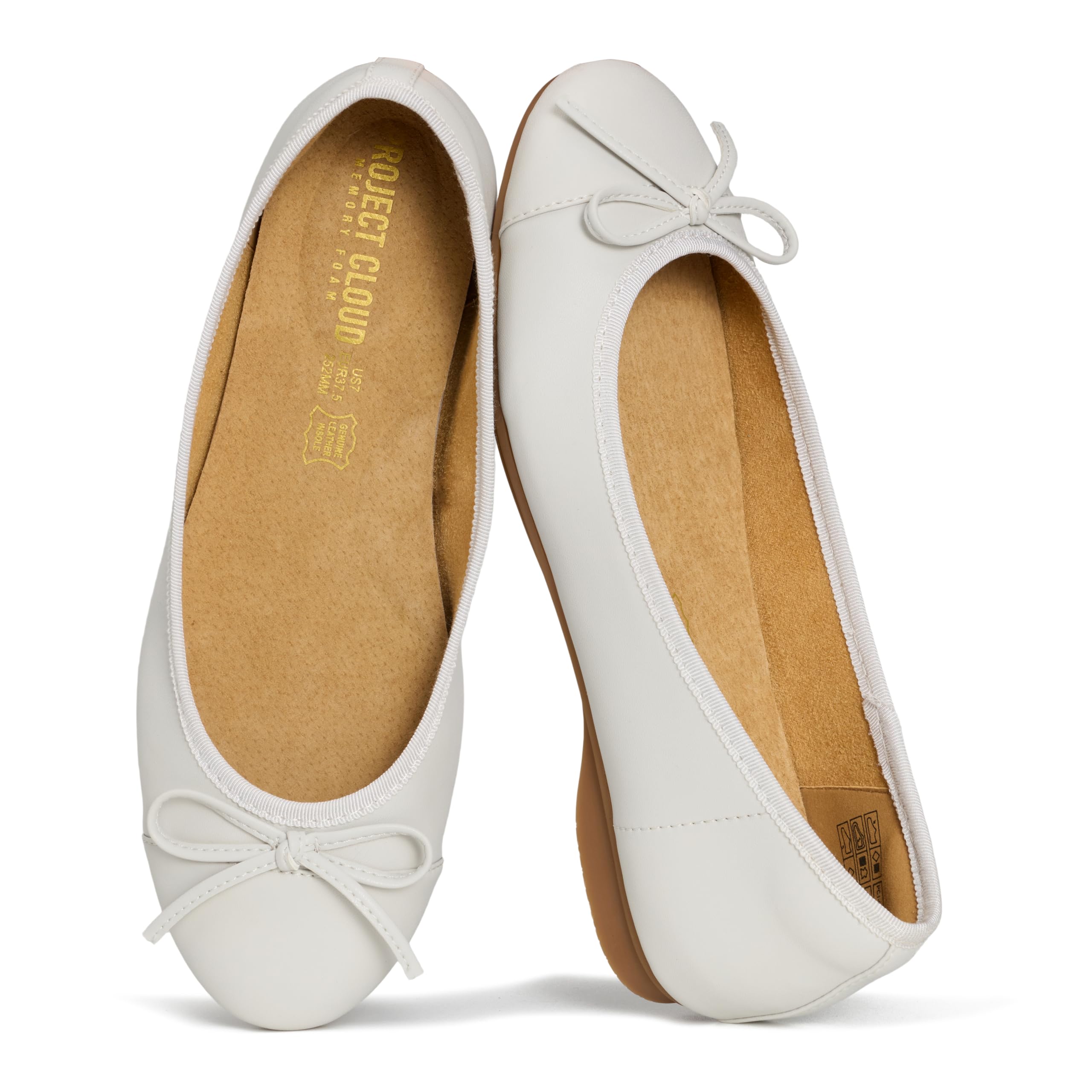 Women's Leather Ballet Flats | Memory Foam Comfort | Project Cloud