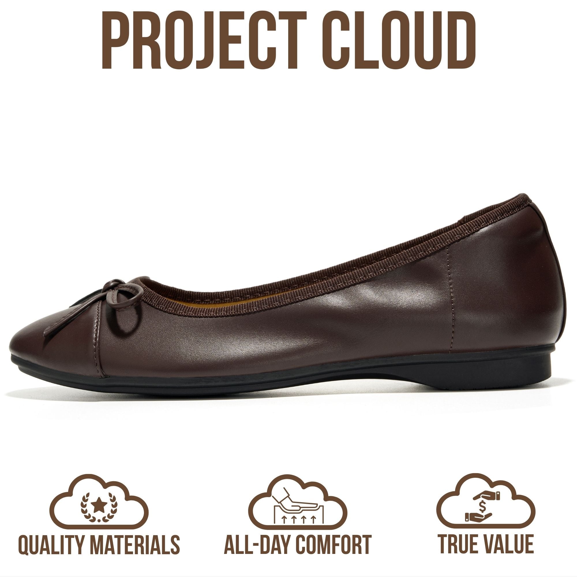 Project Cloud Women's | Genuine Leather Insole Womens Ballet Flats | Memory Foam | Lightweight | Non-Slip - Ashley